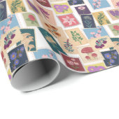 Papier Cadeau Collection Timbres vintages, Thème Rétro (Coin rond)