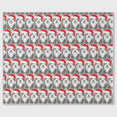 Papier Cadeau Collie avec le Père Noël Motif de Noël (Plat)