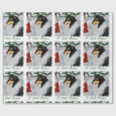 Papier Cadeau Collie rencontre Père Noël Christmas (Plat)