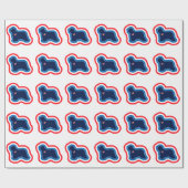 Papier Cadeau Collie Stars Rouge Blanc Et Bleu 4 Juillet (Plat)