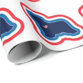 Papier Cadeau Collie Stars Rouge Blanc Et Bleu 4 Juillet (Coin rond)