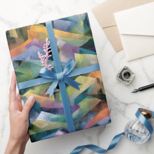 Papier Cadeau Collines Cubistes Vibrantes Art à Facettes Géomé