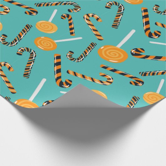 Papier Cadeau Collipop vert mer et bâtonnets emballage motif (Coin)