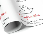 Papier Cadeau Colombe de Confirmation Félicitations avec Rouge (Coin rond)