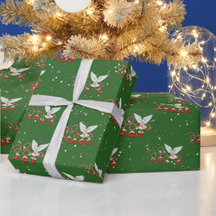 Papier Cadeau Colombe de Noël avec texte de vacances inspirant