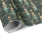 Papier Cadeau Colonne verte et arlequin, ballet de crapet (Coin rond)