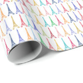 Papier Cadeau color eiffel towertern pattern (Coin rond)