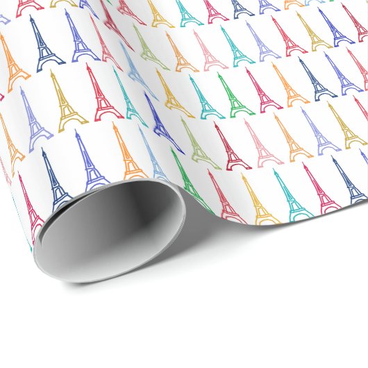 Papier Cadeau color eiffel towertern pattern (Coin rond)