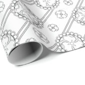 Papier Cadeau Coloration florale Cadeau noir et blanc (Coin rond)