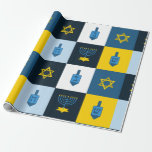 Papier Cadeau colorblock hébreu hanoukka<br><div class="desc">"colorblock hebrew hanoukka",  "hanoukka menorah",  "happy hanoukka",  channuka,  channukah,  hannukah,  Hanoukka,  "star of david",  "dreidel champion",  "horrible hanoukka"</div>