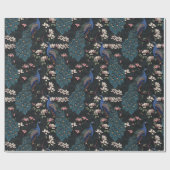 Papier Cadeau Coloré bleu Peacock & Magnolia Black Wildlife (Plat)