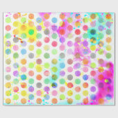 Papier Cadeau coloré éclaboussures d'aquarelle pois (Plat)