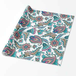 Papier Cadeau Coloré ethnique Floral Motif Paisley