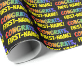 Papier cadeau coloré "FÉLICITATIONS" + nom personn (Coin rond)