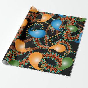 Papier Cadeau Coloré floral ethnique 3d Paisley sans couture mot
