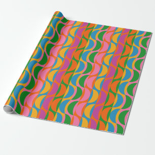 Papier Cadeau Coloré Funky Pop Art Wavy Moon Stripes Motif