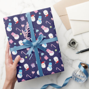 Papier Cadeau Coloré hiver Snowman Noël Père Noël Motif