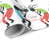 Papier Cadeau Coloré Kokopelli coeur motif (Coin rond)