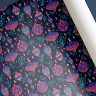 Papier Cadeau Coloré Mi-siècle rétro Ornements Noël