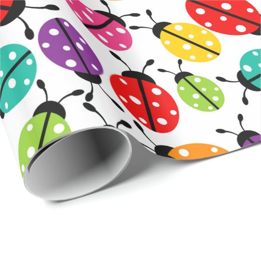Papier Cadeau Coloré mignon Bug Motif sans soudure Enveloppement (Coin rond)