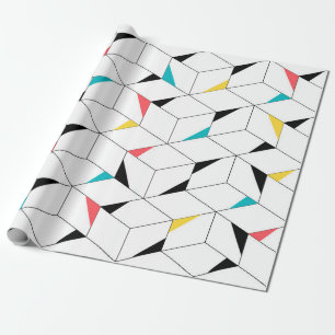 Papier Cadeau Coloré, moderne, joyeux, des cubes heureux tendanc
