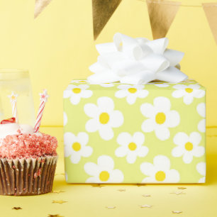 Papier Cadeau Coloré Retro Daisy Floral Jaune