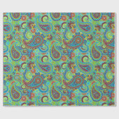 Papier Cadeau Coloré Retro Floral Paisley Motif (Plat)