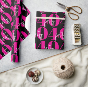 Papier Cadeau Coloré Rose Gras 40e Anniversaire
