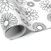 Papier Cadeau Colorez votre propre motif de fleurs (Coin rond)