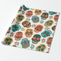 Colorfu rétro crâne à sucre fleuri motif