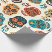 Papier Cadeau Colorfu rétro crâne à sucre fleuri motif (Coin)