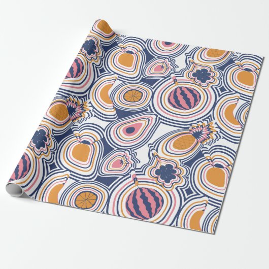 Papier Cadeau Colorful Abstract Fruit Pattern (Déroulé)