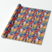 Papier Cadeau Colorful Abstract Painted Squares (Déroulé)