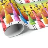 Papier Cadeau Colorful African Women with Vessels (Coin rond)