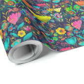 Papier Cadeau Colorful botanical pattern (Coin rond)