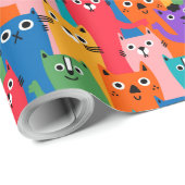 Papier Cadeau Colorful cats (Coin rond)
