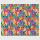 Papier Cadeau Colorful cats (Plat)