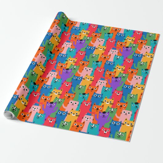 Papier Cadeau Colorful cats (Déroulé)