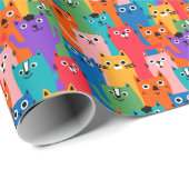 Papier Cadeau Colorful cats (Coin rond)
