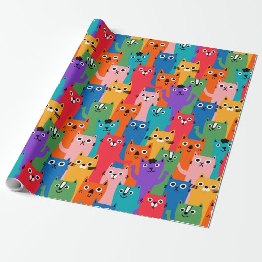 Papier Cadeau Colorful cats (Déroulé)