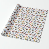 Papier Cadeau Colorful Chickens & Eggs Watercolor Pattern Gift (Déroulé)