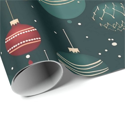 Papier Cadeau Colorful Christmas Ornaments Pattern (Coin rond)