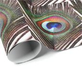 Papier Cadeau Colorful Copper Peacock Feather (Coin rond)