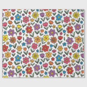 Papier Cadeau Colorful Cute Spring Flowers Wrapping Paper Roll (Plat)