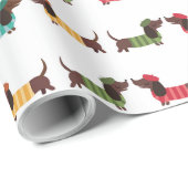 Papier Cadeau Colorful Dachshund Christmas Pattern (Coin rond)