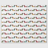 Papier Cadeau Colorful Dachshund Christmas Pattern (Plat)