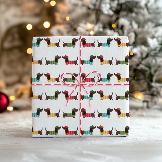 Papier Cadeau Colorful Dachshund Christmas Pattern