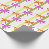 Papier Cadeau Colorful Dragonfly Pattern Bright Summer Stripe (Coin)