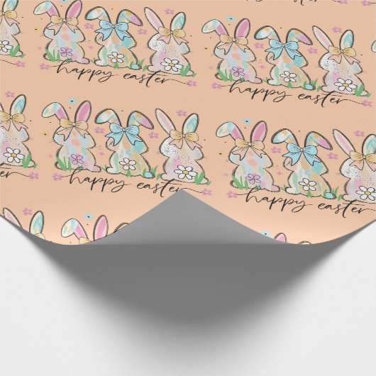 Papier Cadeau Colorful Easter Bunnies with Bows (Coin)