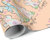 Papier Cadeau Colorful Easter Bunnies with Bows (Coin rond)